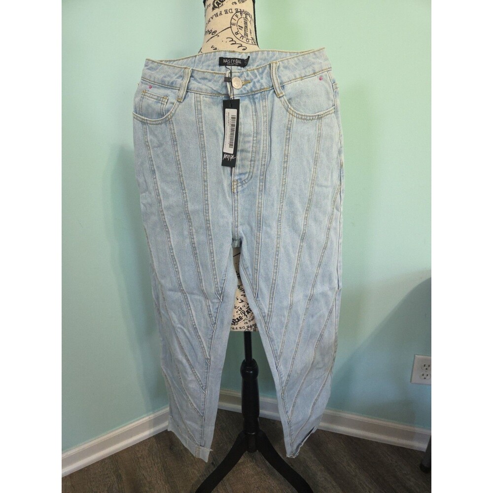Nasty gal 6 light wash high waisted seam detail new with tags